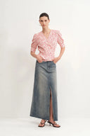 Irisa Blumenrosa Bluse aus mattem Maulbeerseiden-Crêpe