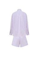 Completo Camicia e Shorts Faya Viola a Contrasto in Misto Viscosa