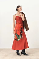 Nellie Hand Painted Printed Slip Dress in Silk Satin