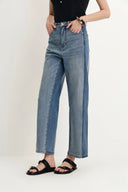 Ginevra Split Colorblock Jeans in Stretch Denim