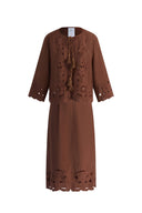 Amalia Openwork Blouse and Skirt Matching Set