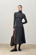 Lumina Semi Sheer Shoulder Turtleneck Undershirt in Merino Wool Rib Knit