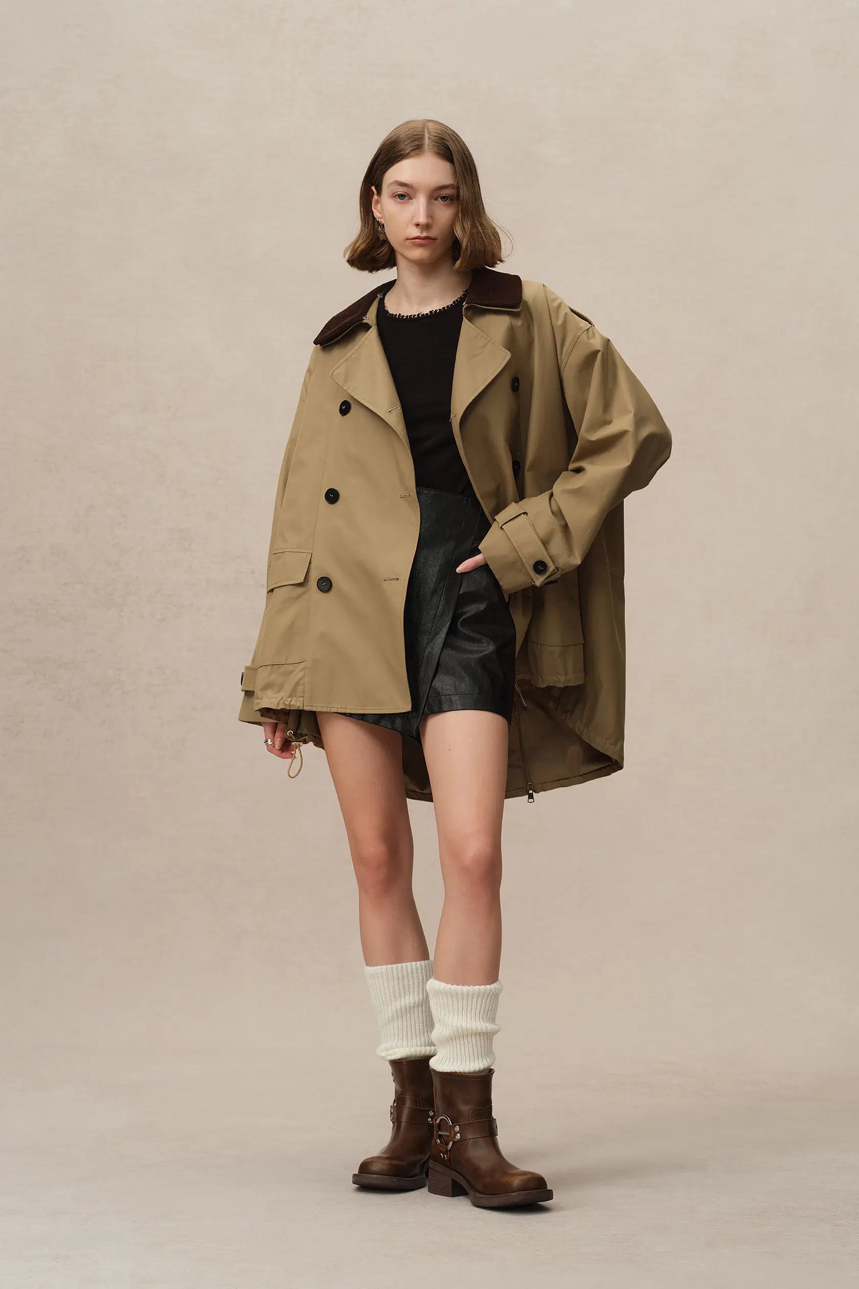 Cassian Short Trench Coat Water Repellent Cotton Blend