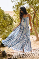 Mila Maxikleid mit Aquarellstreifen aus gekrepptem Georgette