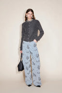 Jeans Star a Gamba Dritta in Denim di Cotone con Perline