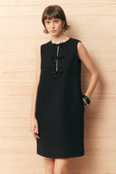 Rosalind Beaded Bow Detail Dress in Tweed