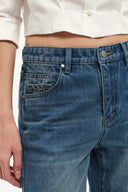 Balled Straight Leg Jeans in Cotton Denim