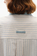 Daisy Denim Collar Striped Shirt in Cotton Seersucker