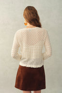 Daisy Ruffle-Trim Cardigan in Cotton Knit