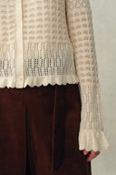 Daisy Ruffle-Trim Cardigan in Cotton Knit