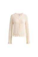 Daisy Ruffle-Trim Cardigan in Cotton Knit