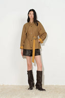 Daisy Scarf Collar Trench Coat in Cotton