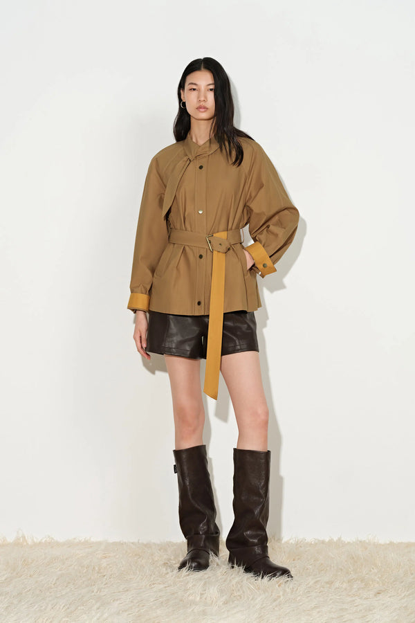 Daisy Scarf Collar Trench Coat in Cotton
