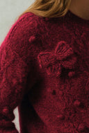 Freya Butterfly Bow Knit Cardigan in Cable Knit