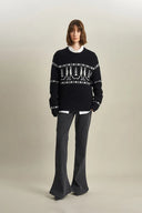 Star Walker schwarzer Fair Isle Pullover aus Viskose-Woll-Pompongarn