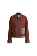 Laso Wildlederjacke mit Lederbesatz aus Ultrasuede