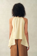 Hazel Lace Panel Halterneck Sleeveless Top in Silk Cotton Blend