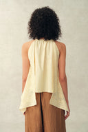 Set aus ärmellosem Halterneck-Top mit Haselnuss-Spitzenpaneel und Hose aus Seiden-Baumwoll-Mischung