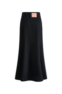 Nyssa Flared Midi Skirt in Stretchy Denim