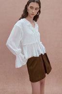 Blouse à Volants à Pois Métalliques Louise en Soie Mulberry