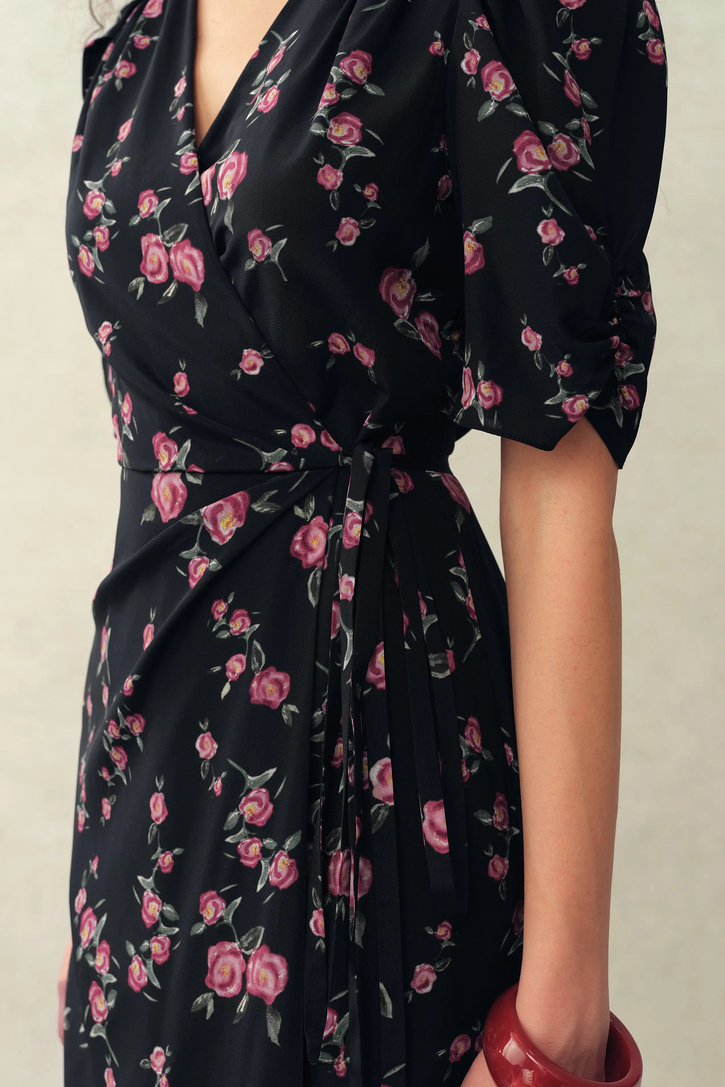 Elodie Rose Dress in Stretchy Silk Crepe de Chine –