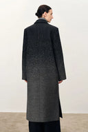 Audrey Gradient Herringbone Straight Long Coat in Merino Wool