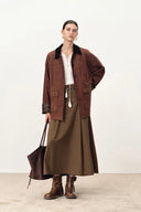 Robin Corduroy Collar Jacket in Faux Suede