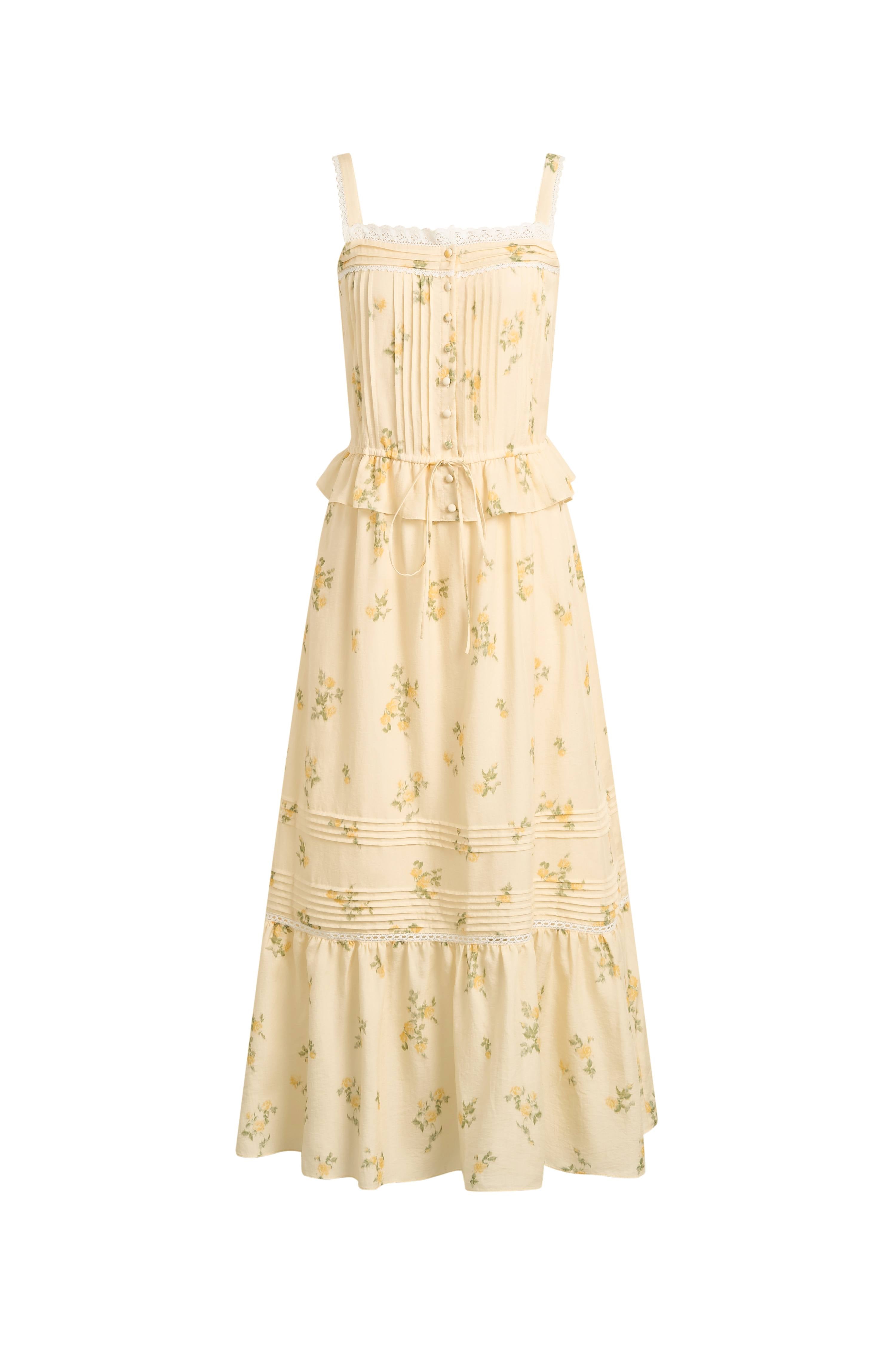 floral lace cami dress Pieces - Smocked Lace Cami Maxi Dress - Women - Polyester/Spandex - XS