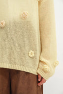 Sally Hand Crochet 3D Floral Camellia Sweater in Mohair Blend