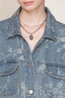 Harper Floral Safari Utility Jacket in Jacquard Denim