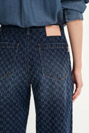 Jeans rectos Natalie con degradado en denim jacquard de algodón con diseño de diamantes