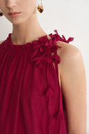 Alice Handgewebtes Flora Ärmelloses Kleid aus Acetat-Leinen-Mischung