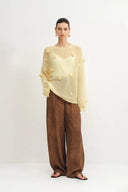 Sally Hand Crochet 3D Floral Camellia Sweater in Mohair Blend