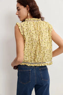 Floris Floral Sleeveless Blouse Top in Mulberry Silk Cotton