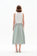 Cici A Line Pleated Flare Skirt in Crystal Flow Satin