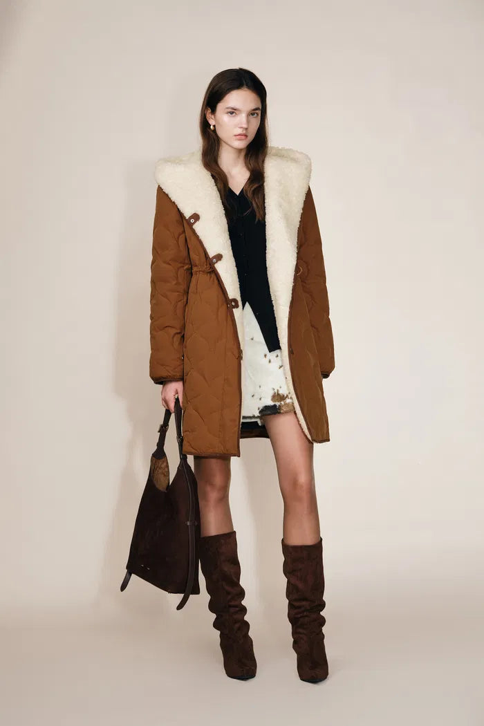 Xenia Robe Style Two Tone Down Jacket in High Density Down Proof with Graphene Lining