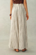 Cleo Drawstring Casual Striped Culottes in Linen