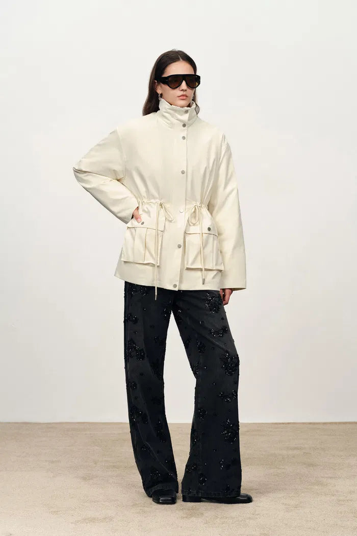 Claire Detachable Hood Puffer Parka in Lightweight Fabric