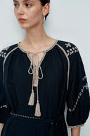 Antonia Embroidered Robe Dress in Linen Blend