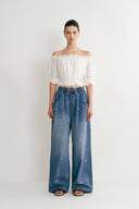 Jean large Bulb scintillant en denim coton