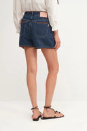 Anja Hand Embroidered Shorts in Cotton Denim
