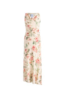 Robe Sans Manches Juliet Florale à Col Drapé en Soie Mûrier