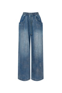 Bulb Schimmernde Weite Jeans aus Baumwoll-Denim