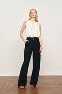 Blusa sin mangas plisada Anaïs con lunares en georgette de seda