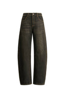 Courtney Contrasting Seams Washed Machete Jeans in Cotton Denim