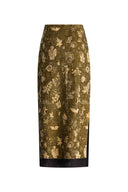 Jupe midi Wind en maille jacquard botanique