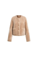 Glynnis Reversible Boxy Cropped Jacket in 100% Wool Pile