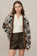 Fera Leopard Jacquard Cardigan in Kid Mohair-Wool Blend Knit