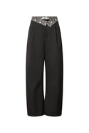 Pantalon Bay Imprimé Jambe Tonneau en Mélange Coton