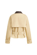 Charlie Abnehmbarer Kragen mit Schlangenprint Jacke aus leichtem Trench-Baumwollstoff